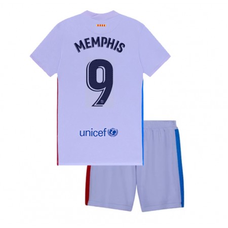 Billiga Fotbollströjor FC Barcelona Memphis Depay 9 Barn Borta tröja 2021/22 Kortärmad